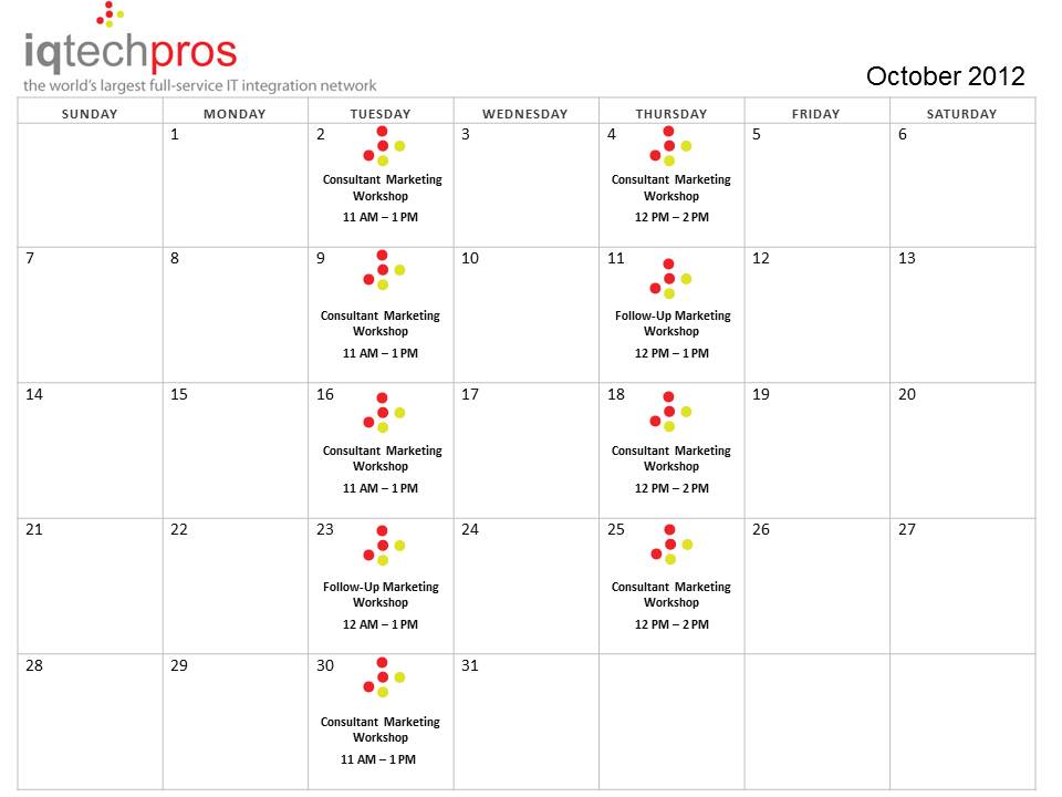 Consultant Marketing Webinar Calendar